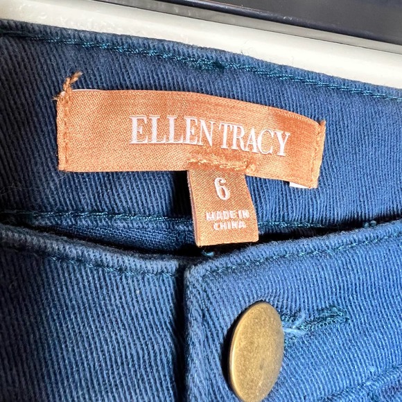 NWT Ellen Tracy Betty Slim Ankle Pants 6 Blue High Waist Straight Casual Stretch - Picture 3 of 8